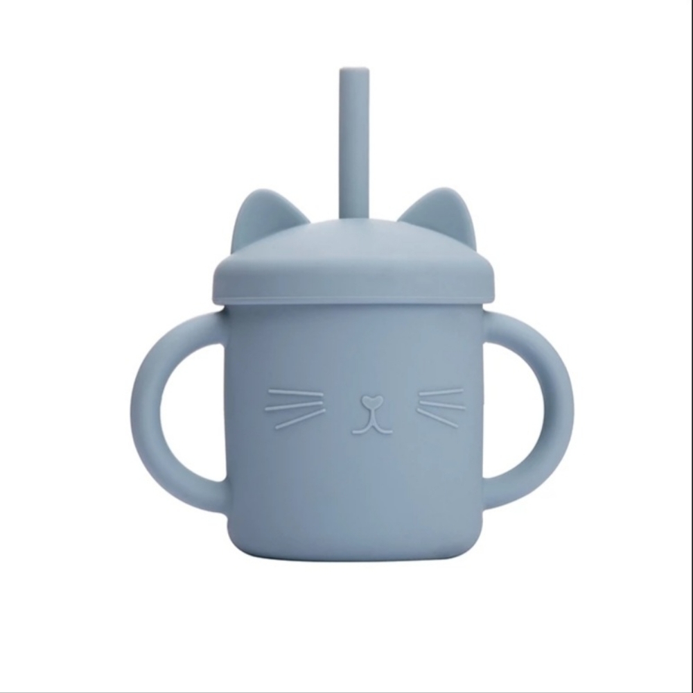 200ML Silicone Baby Learning Cup with Straw, Dual Handle